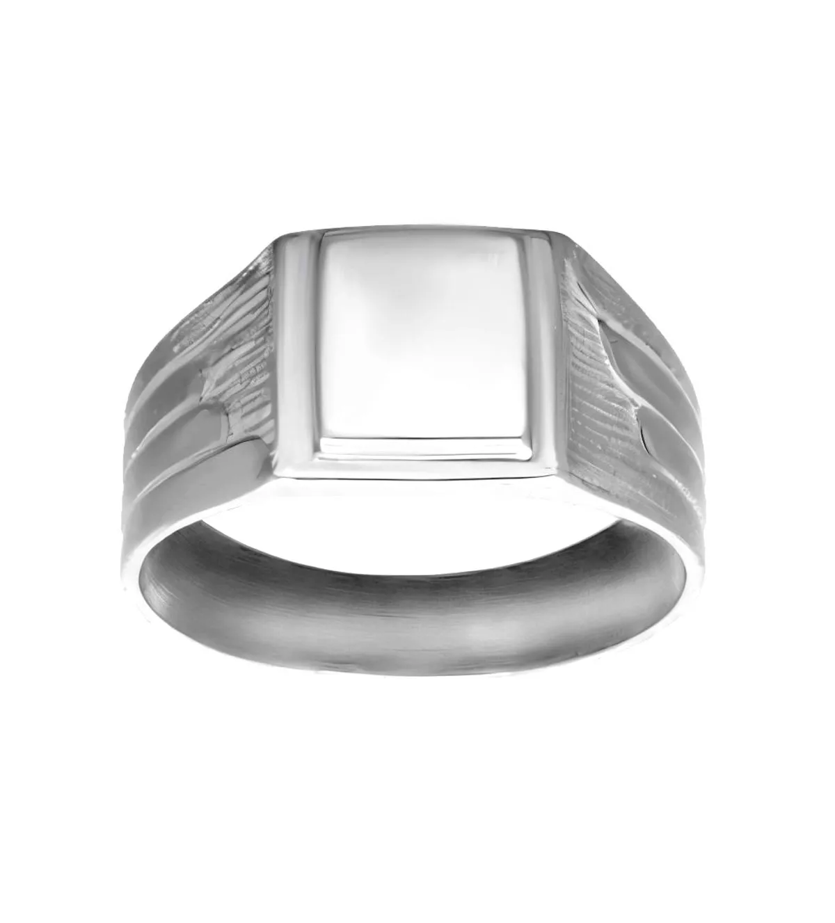 anillo de plata tipo sello para hombre foto frontal