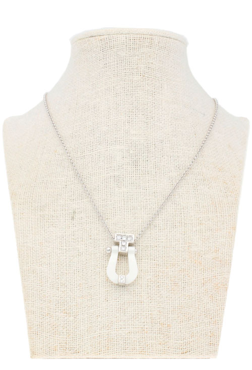 Gargantilla plata motivo estribo porcelana blanca-98799