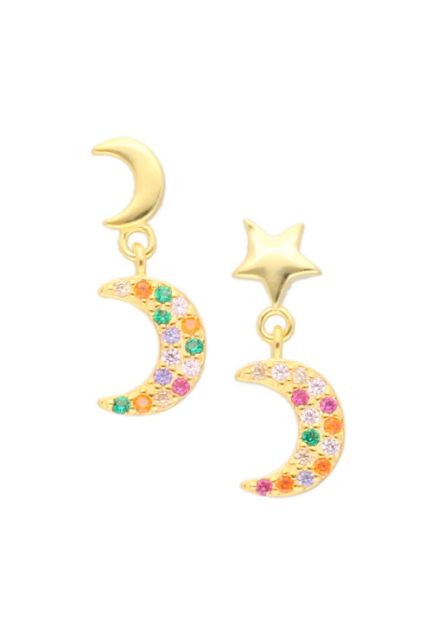 pendiente plata chapada luna y estrellas fotografia frontal 240_1PPRP-E083HC