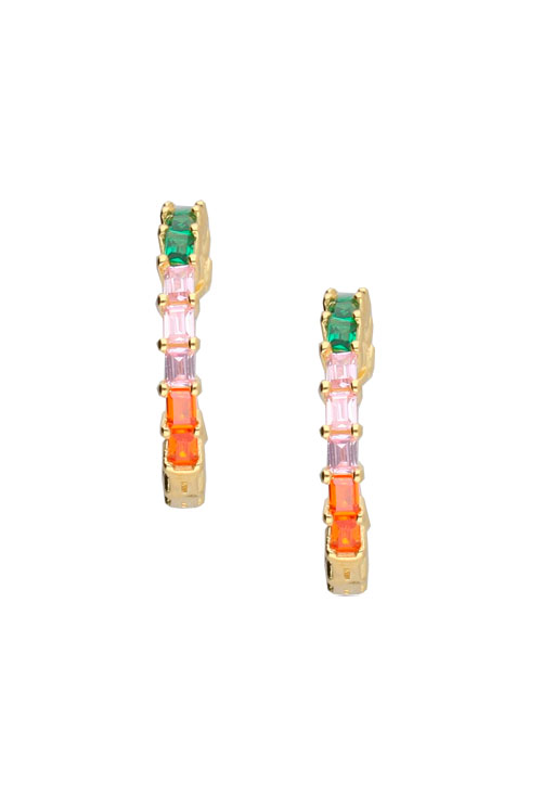 pendientes de plata chapada con piedras multicolores vista frontal 240_1PPRP-E064HC