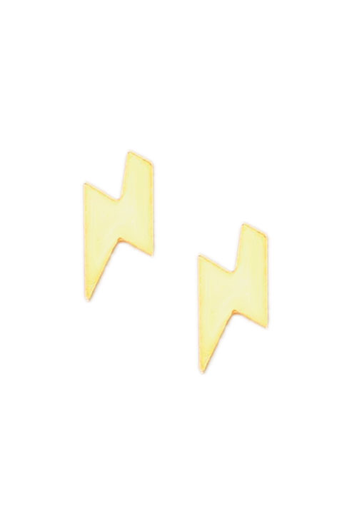 pendientes de plata chapada en oro con forma de rayo fotografia frontal 240_PPL-RAYO-A