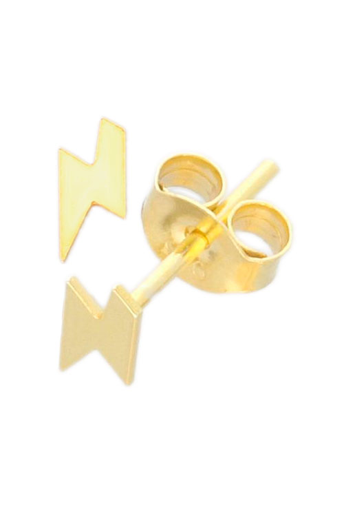 pendientes de plata chapada en oro con forma de rayo fotografia lateral 240_PPL-RAYO-A_01