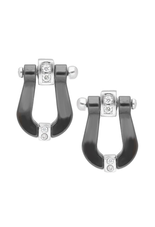 pendientes de plata y porcelana negra con circonitas foto frontal 240_PP-1N