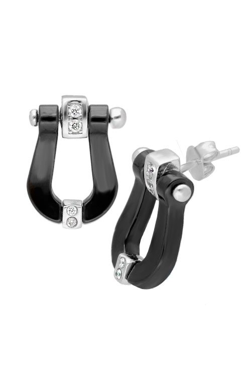 pendientes de plata y porcelana negra con circonitas foto lateral 240_PP-1N_01