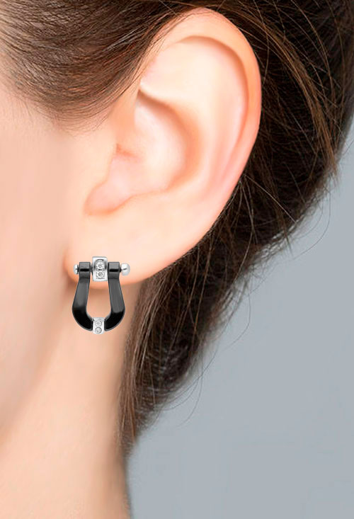 pendientes de plata y porcelana negra con circonitas foto modelo 240_PP-1N_02