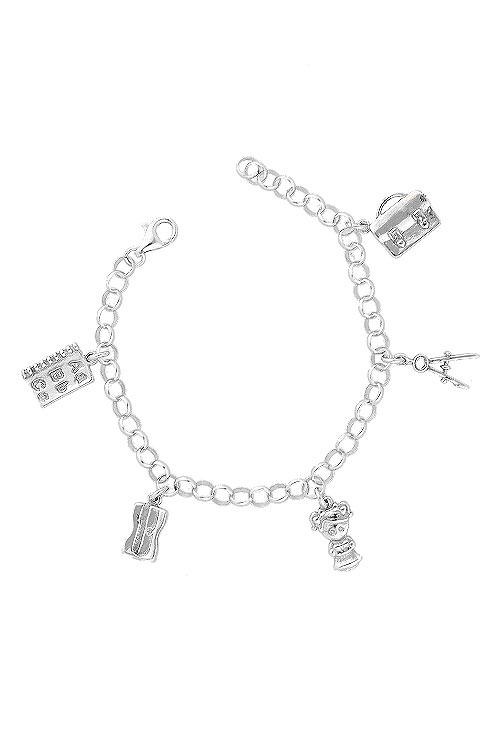 pulsera plata de ley con fetiches de la suerte vista cenital principal 240_P-PRSU