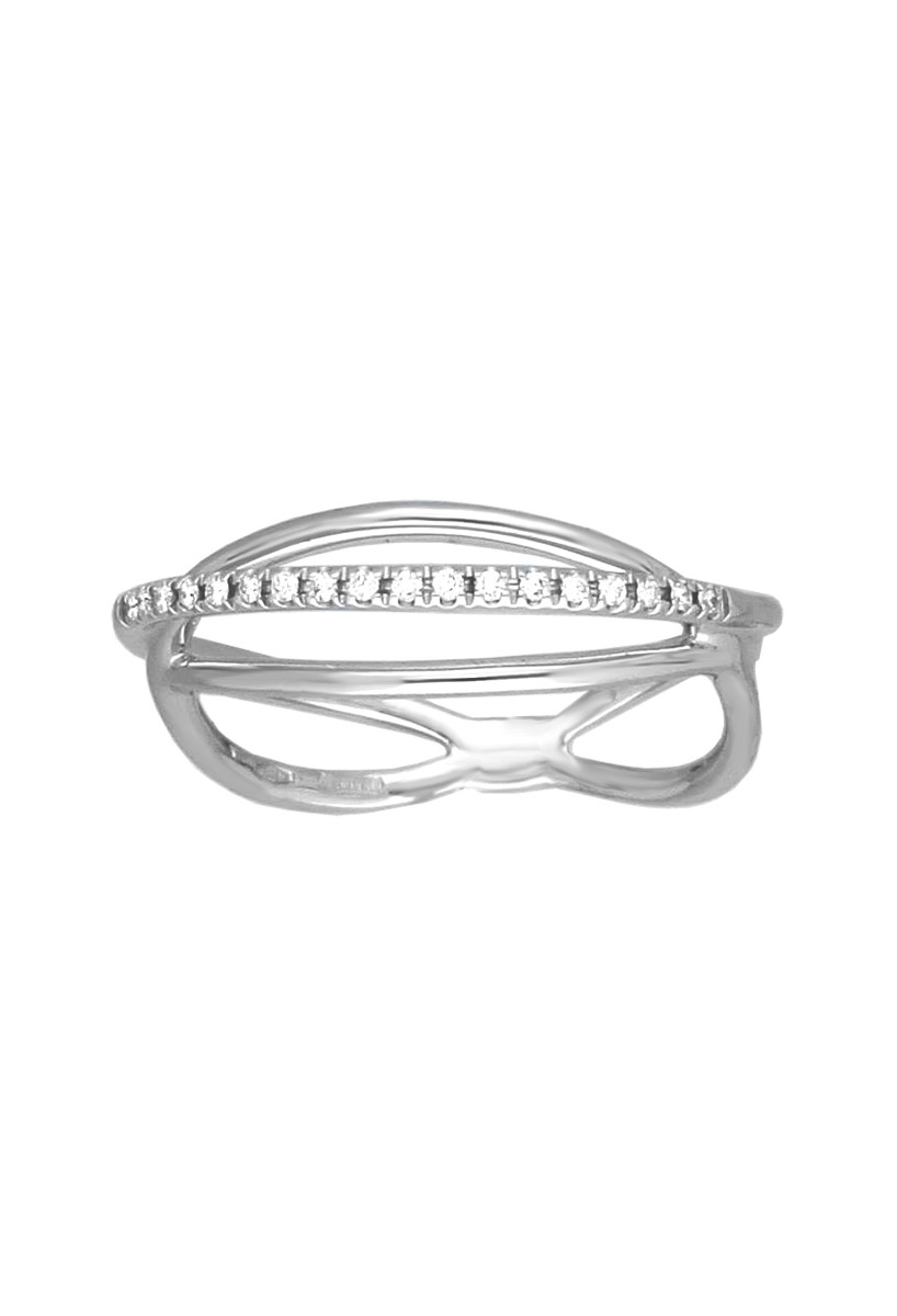 anillo de oro blanco 18 kilates con diamantes visto de frente 305_LF265