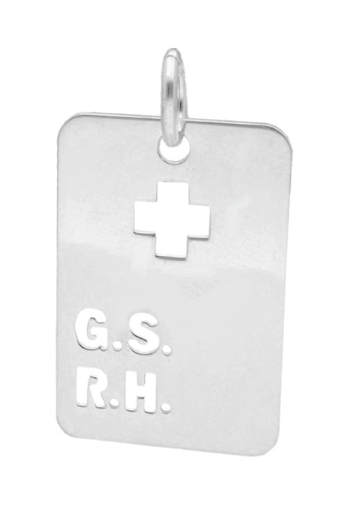 Chapa identidad en plata ley con forma de pergamino para grabar a precios baratos 240_PERGA-2P