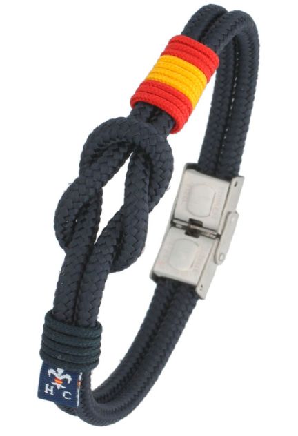 Pulsera hombre cordón náutico ancla y bandera España TH27
