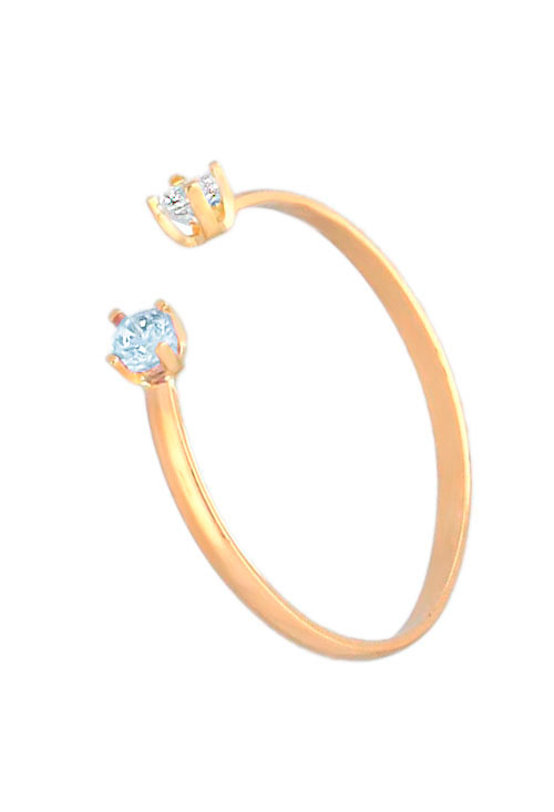 anillo oro amarillo 18 kilates brazo abierto con circonita y topacio azul vista oblicua 030_SOR-2-TA_01