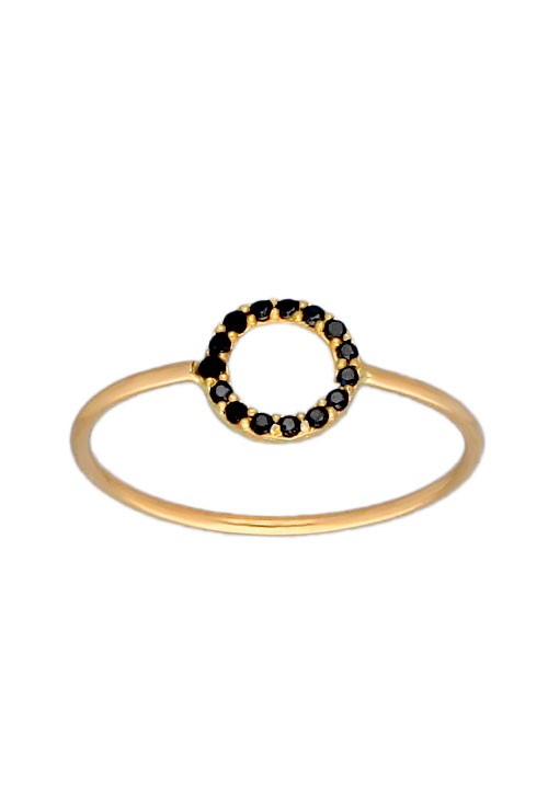 anillo oro amarillo 18 kilates y circonitas negras motivo circular foto de frente 030_2933-N