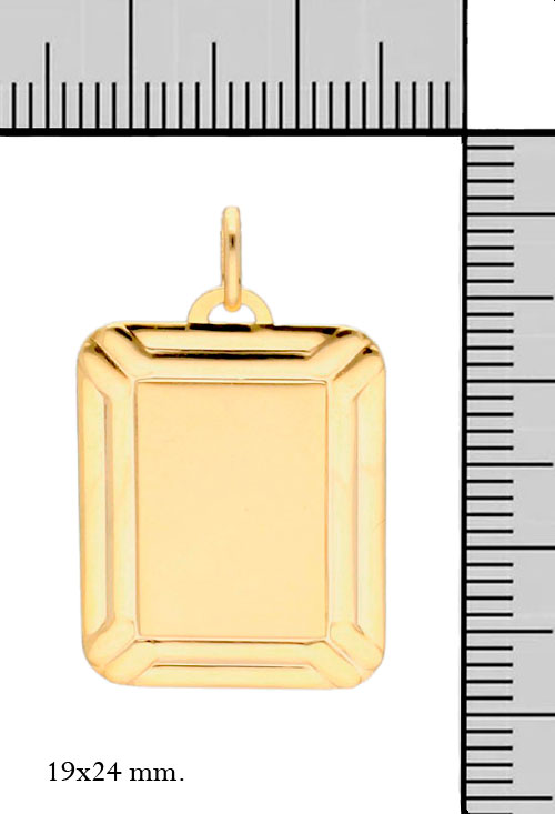 chapa identidad oro 9 kilates acabado mate brillo vista con medidas 296_9K152-712_M