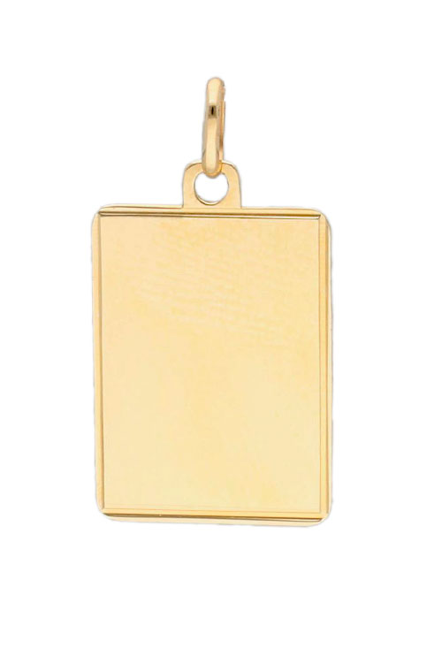 chapa identidad oro 9 kilates vista frontal precio especial barato en joyeria online
