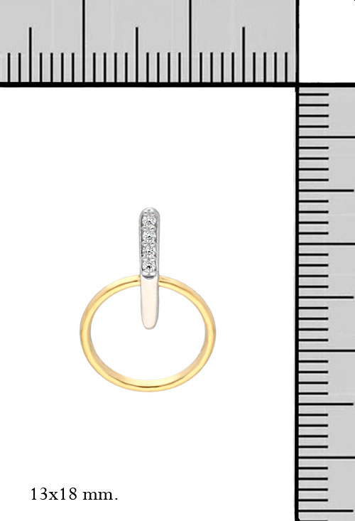 colgante oro bicolor 18 kilates con circonitas foto con medidas 030_3053-COL_M