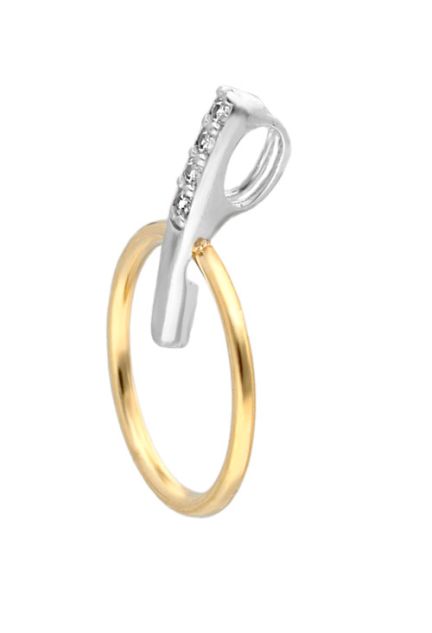 colgante oro bicolor 18 kilates con circonitas foto lateral 030_3053-COL_01