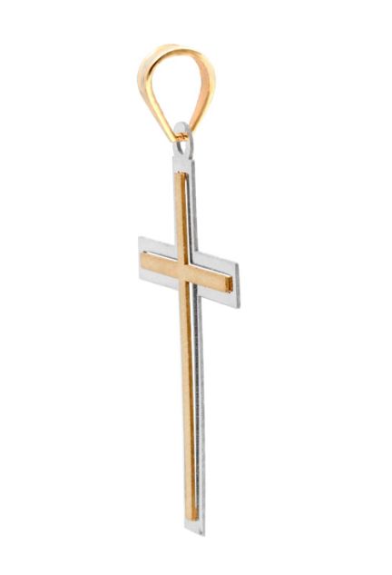 cruz latina oro bicolor 18 kilates fotografia oblicua 030_LV-15_01