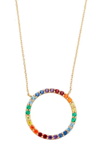 gargantilla oro amarillo 18 kilates cadena barbada motivo piedras multicolores vista principal 030_CAD-89