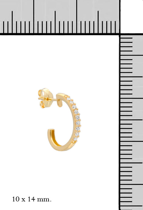 pendiente de oro con circonitas tipo arete oro 18 kilates vista con medidas 030_3702_M