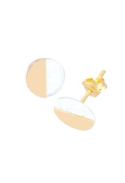 pendientes de oro amarillo 18 kilates y nacar vista sistema de presion 030_2731_01