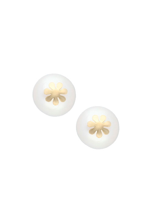 Pendientes perla cultivada y oro amarillo 18K mod flor 030_2089