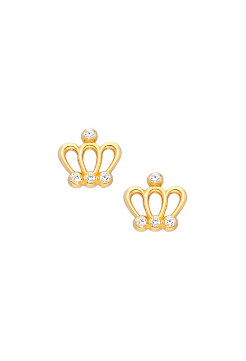 Pendientes oro 18K y circonita corona 030_3706