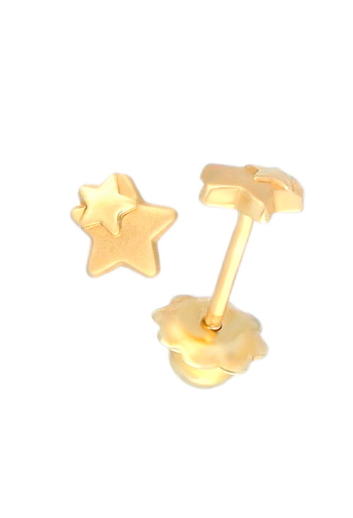 pendientes para bebe oro amarillo 18 kilates estrellas vista cierre tornillo 234_2247_01