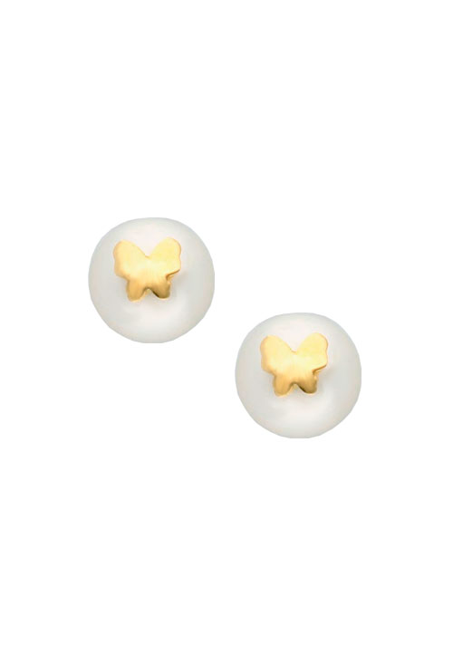 Pendientes perla cultivada y oro amarillo 18K mod mariposa 030_2088