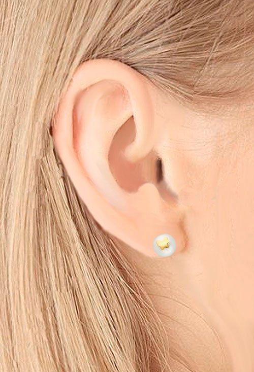 pendientes perla cultivada y oro silueta mariposa fotografia modelo 030_2088_02