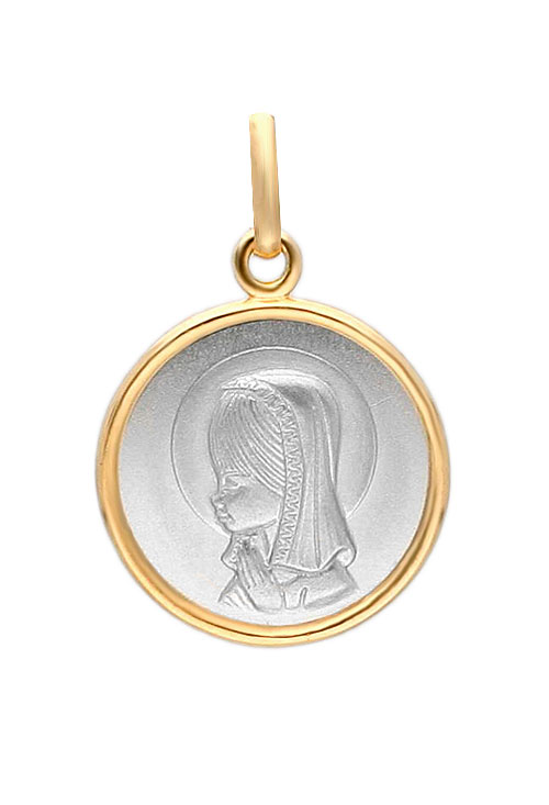 medalla oro bicolor 18 kilates virgen nina foto para parrilla web toma frontal 045_1290104-16