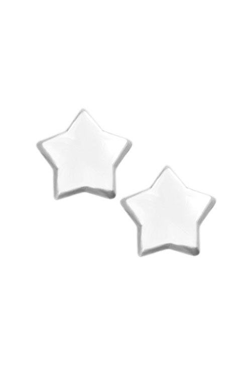 pendientes de oro blanco 18 kilates estrellas de cinco puntas sistemas de tornillo tuercas reforzadas foto frontal 234_1455-B