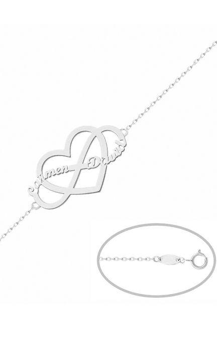 Pulsera personalizada corazón infinito con nombres en oro 287_PU1359