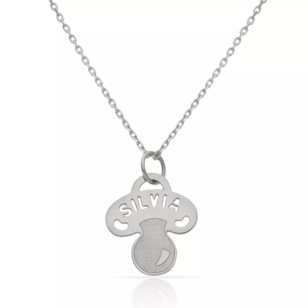 Colgante personalizado oro blanco 18 Ktes, chupete nombre calado 287_G723