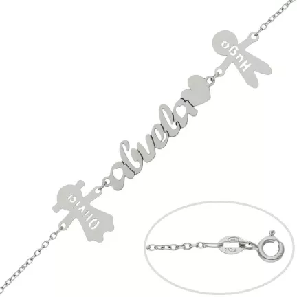 Pulsera personalizada en oro abuela con niños silueta 287_PU1380