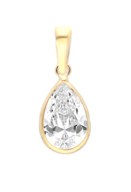 colgante oro amarillo 18k con circonita talla pera 002_8937CG vista frontal