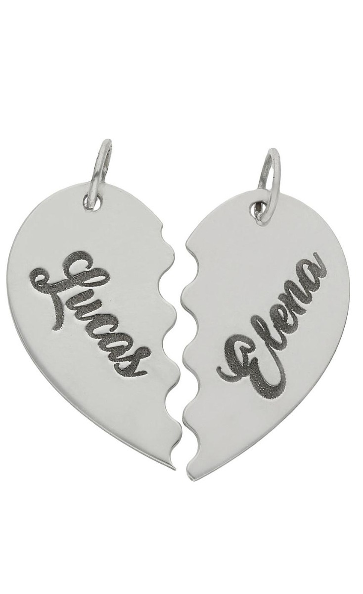 Colgante personalizado oro blanco, corazón 2 mitades 287_G983