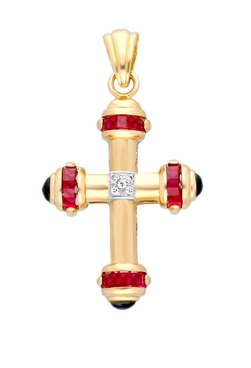 cruz obispal oro 18 ktes con similes color zafiro y rubi 038_LO-005-21MY01