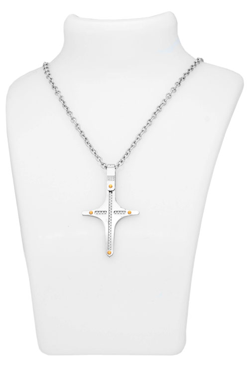 gargantilla de acero motivo cruz foto en peto 088_015357-9_02