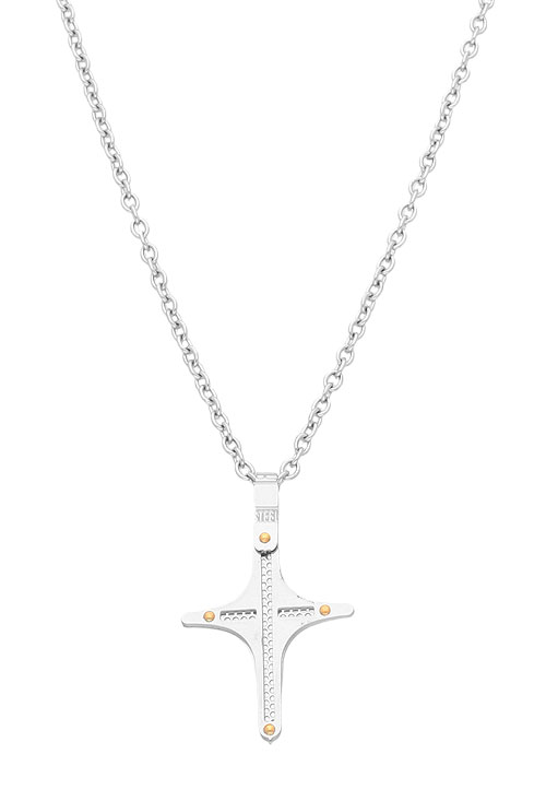 gargantilla de acero motivo cruz foto frontal 088_015357-9