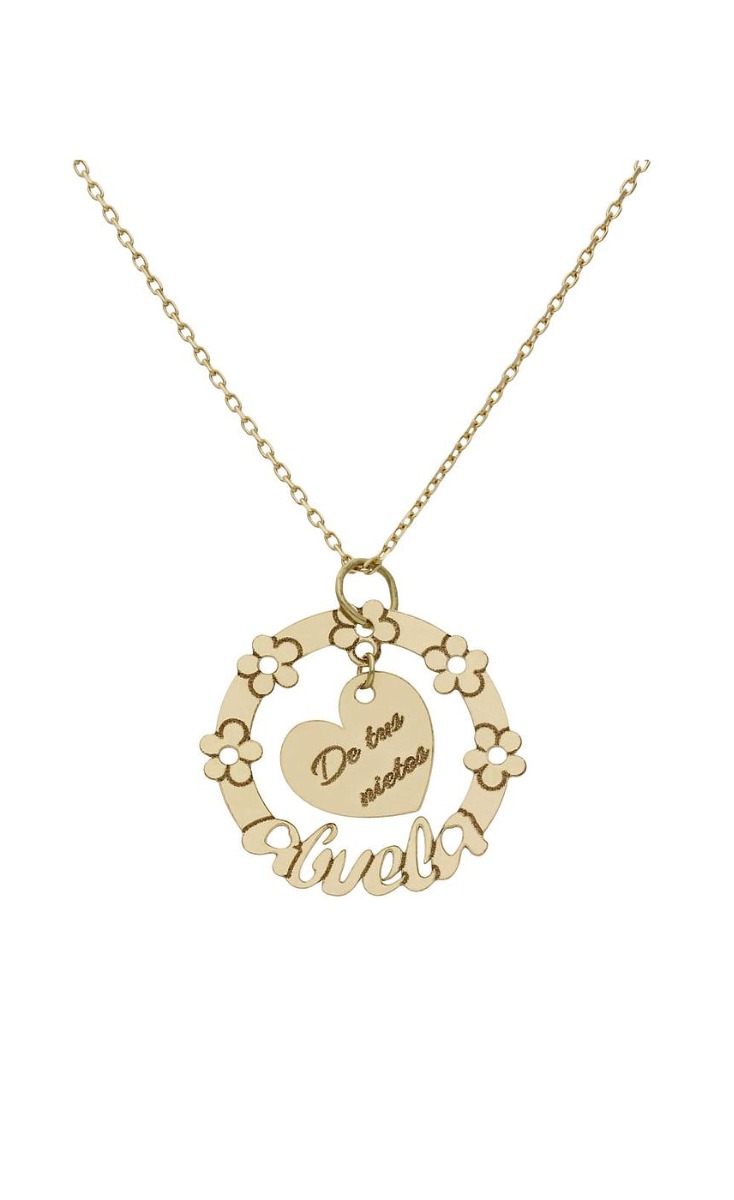 Gargantilla personalizada abuela oro 18 Ktes corazón y orla flores 287_G1000