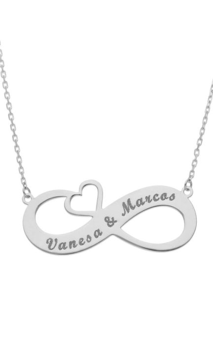 Gargantilla personalizada en oro blanco infinito con nombres 287_G985