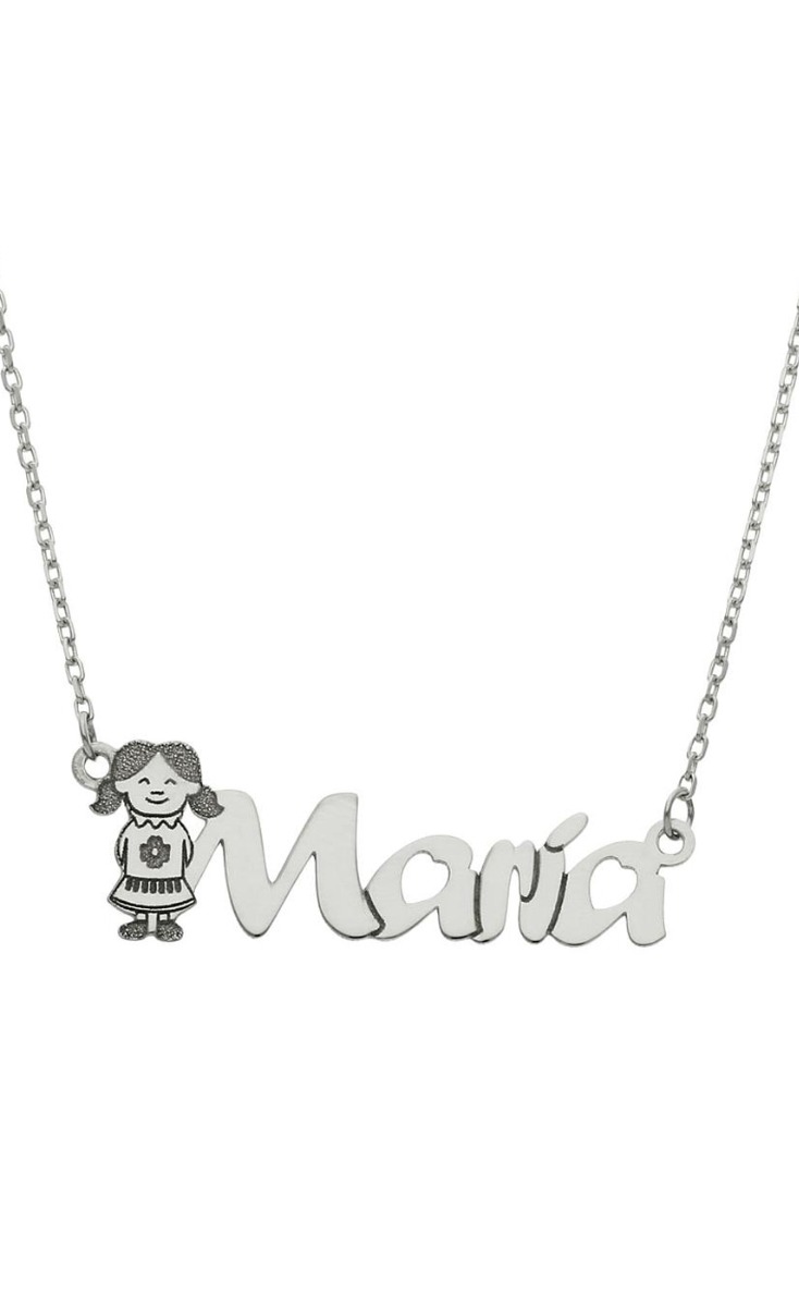 Gargantilla personalizada de oro niño silueta y letras nombre 287_G693