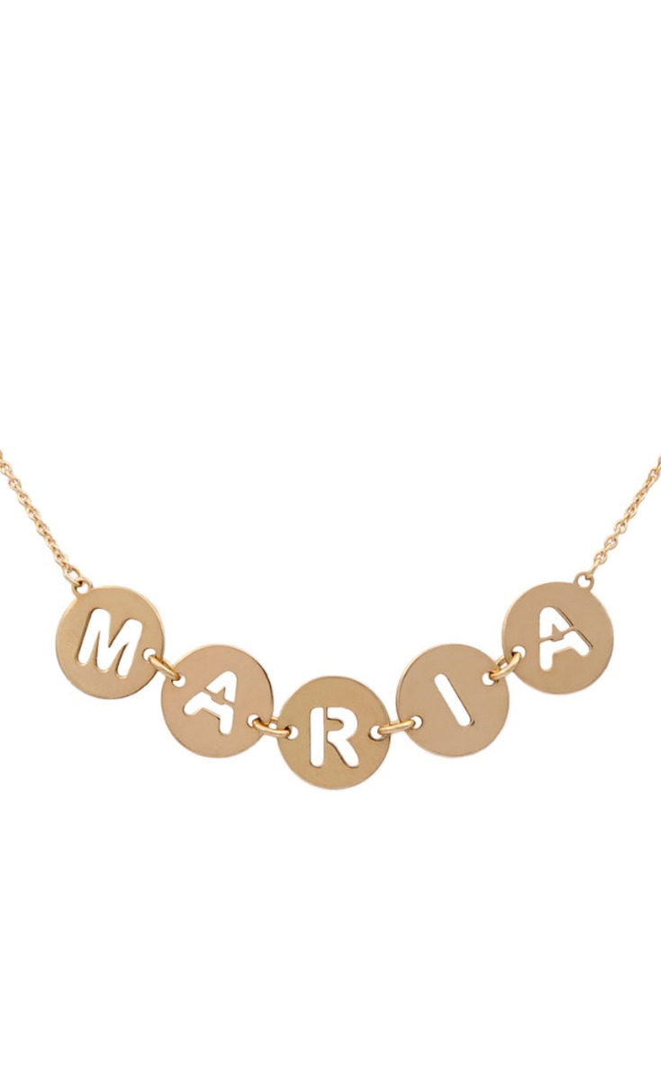 Gargantilla personalizada de oro con nombre calado en círculos cad fina