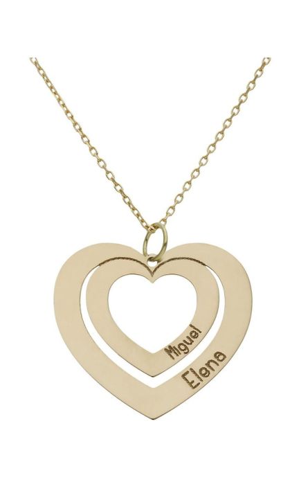 Gargantilla personalizada de oro corazón dentro de corazón 287_G980