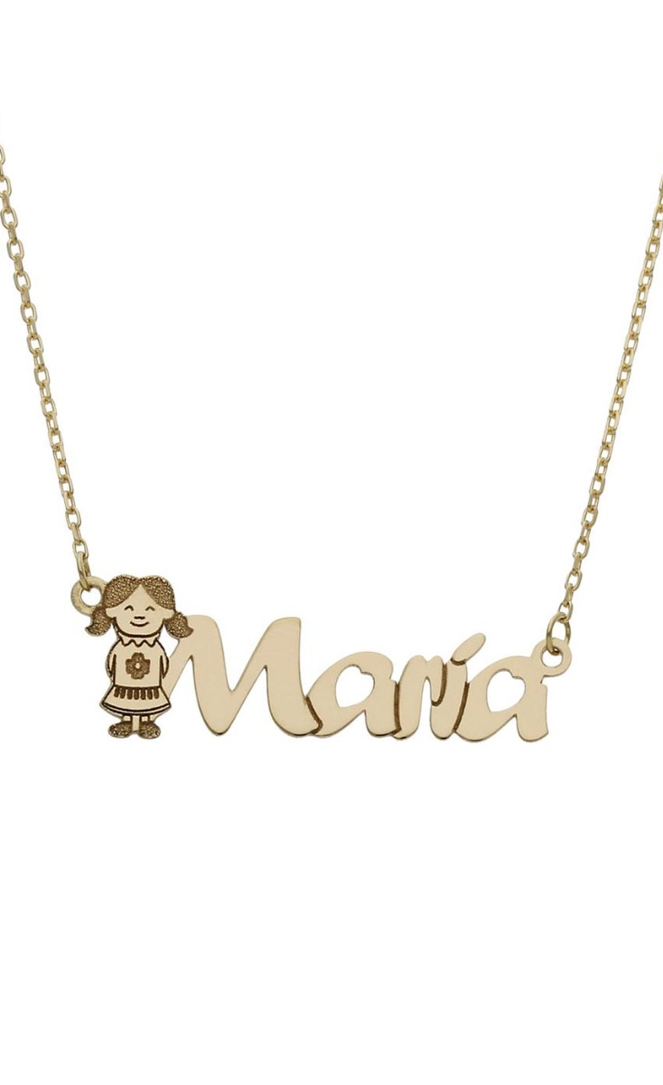 Gargantilla personalizada de oro niño silueta y letras nombre 287_G693