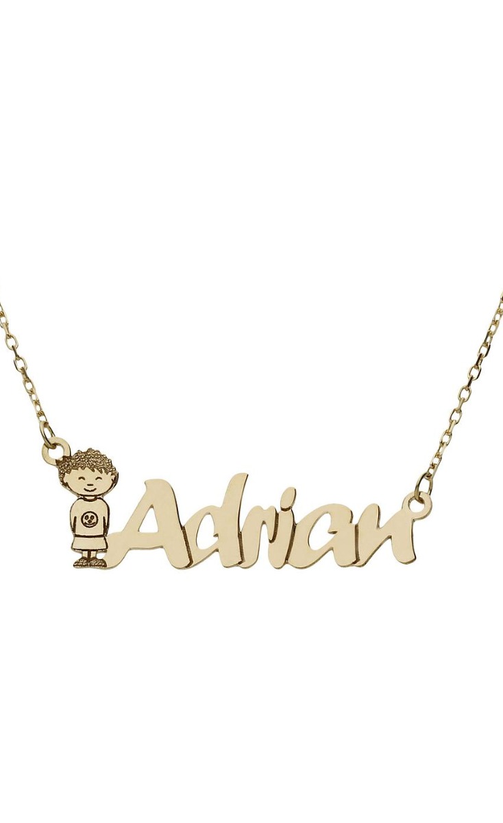 Gargantilla personalizada de oro niño silueta y letras nombre 287_G693