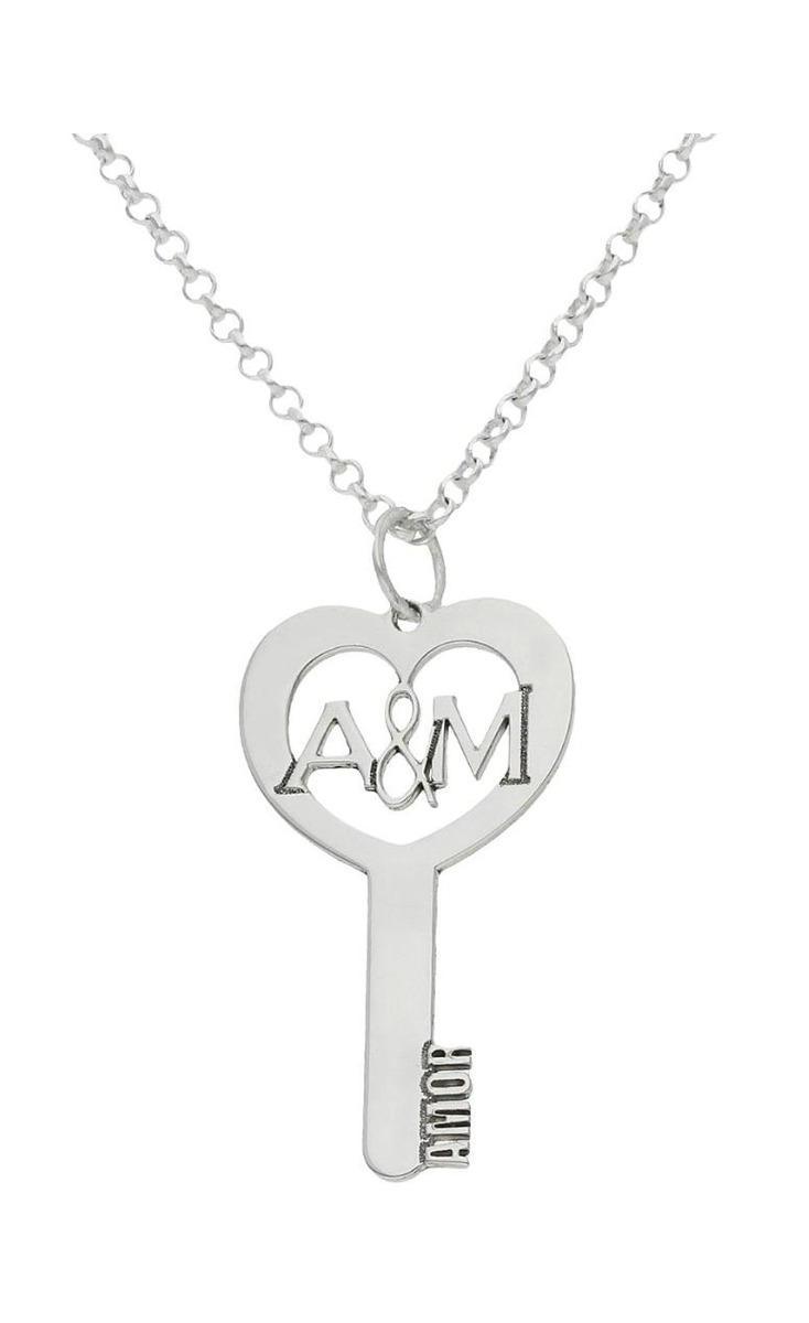 Gargantilla personalizada en oro blanco llave corazón iniciales 287_G988
