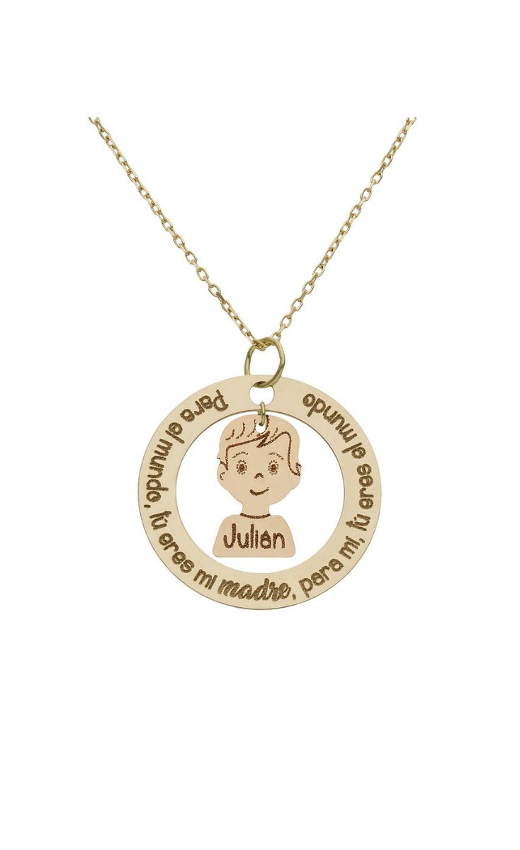 Gargantilla personalizada en oro con niño frase 287_G1004