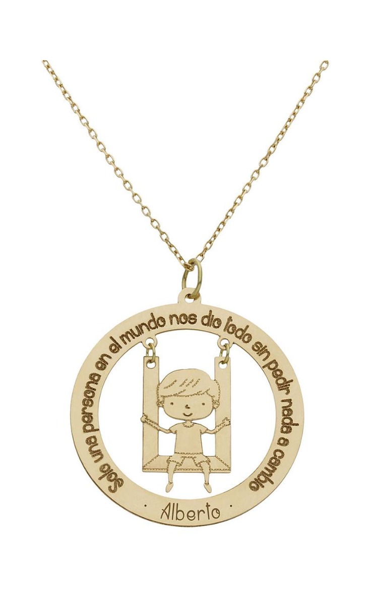 Gargantilla personalizada en oro con niño frase 287_G989