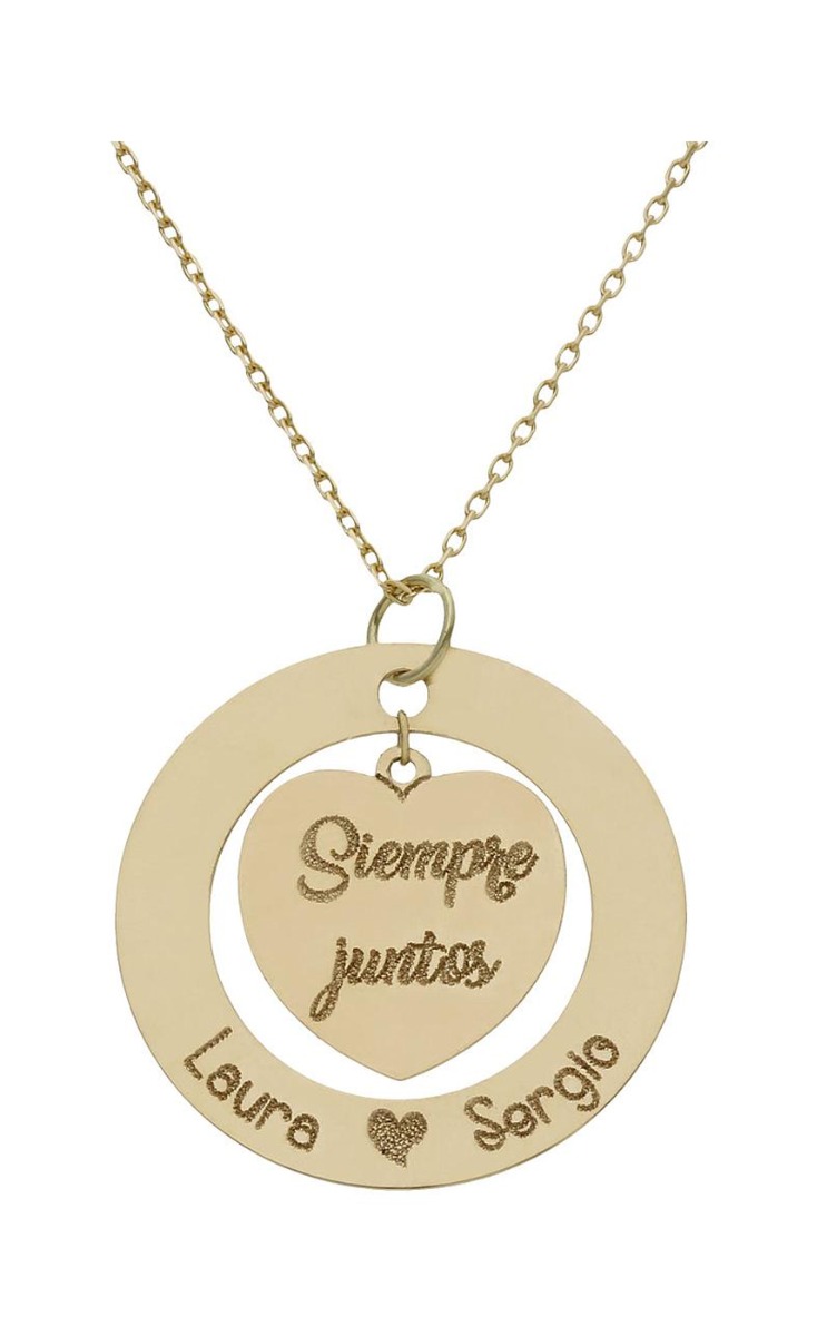 Gargantilla personalizada en oro corazón en círculo nombres 287_G981