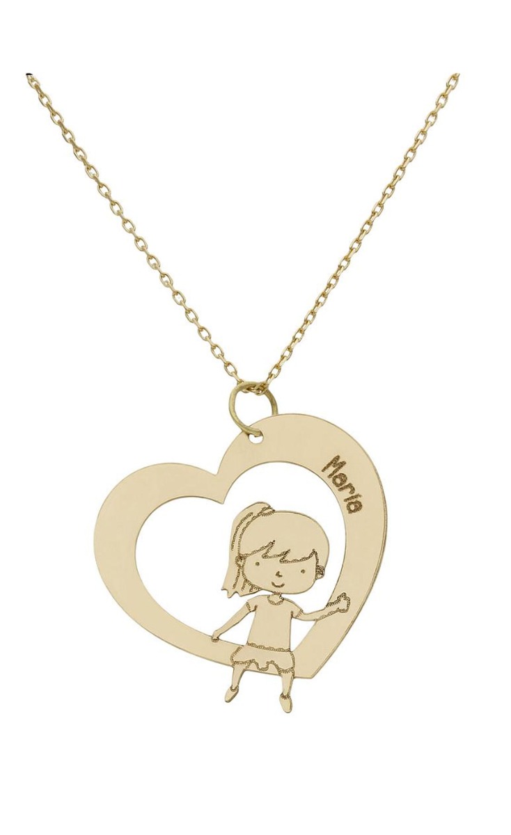 Gargantilla personalizada en oro corazón niña 287_G997